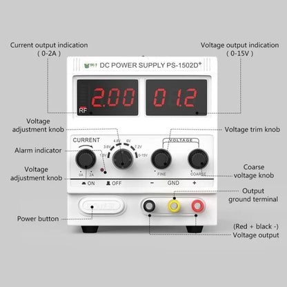 BEST 1502D+ 15V / 2A Digital Display DC Regulated Power Supply, 110V US Plug - Power Supply by BEST | Online Shopping UK | buy2fix