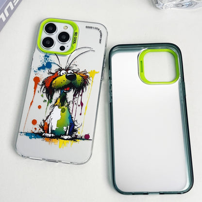 For iPhone 15 Pro Max Double Layer Color Silver Series Animal Oil Painting Phone Case(Robot) - iPhone 15 Pro Max Cases by buy2fix | Online Shopping UK | buy2fix