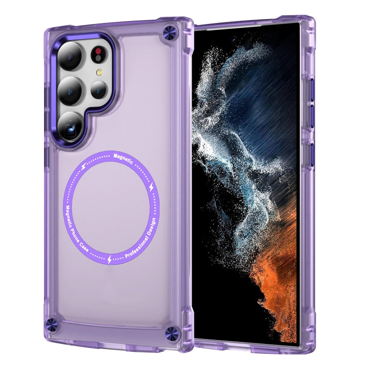 For Samsung Galaxy S24 Ultra 5G Skin Feel TPU + PC MagSafe Magnetic Phone Case(Transparent Purple) - Galaxy S24 Ultra 5G Cases by buy2fix | Online Shopping UK | buy2fix