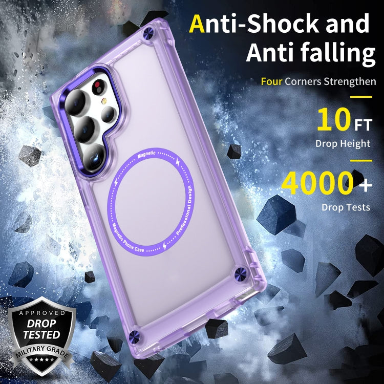 For Samsung Galaxy S24 Ultra 5G Skin Feel TPU + PC MagSafe Magnetic Phone Case(Transparent Purple) - Galaxy S24 Ultra 5G Cases by buy2fix | Online Shopping UK | buy2fix