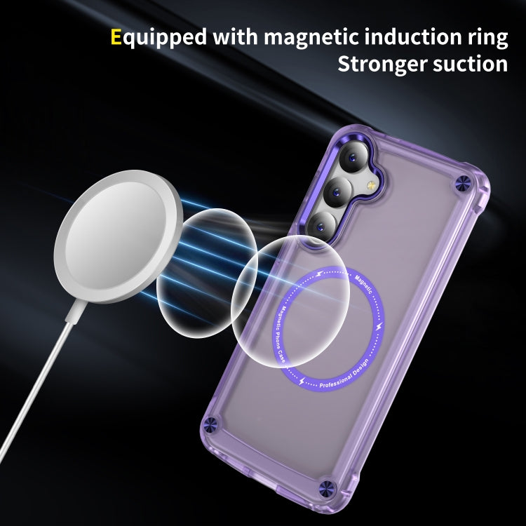 For Samsung Galaxy S24 5G Skin Feel TPU + PC MagSafe Magnetic Phone Case(Transparent Purple) - Galaxy S24 5G Cases by buy2fix | Online Shopping UK | buy2fix