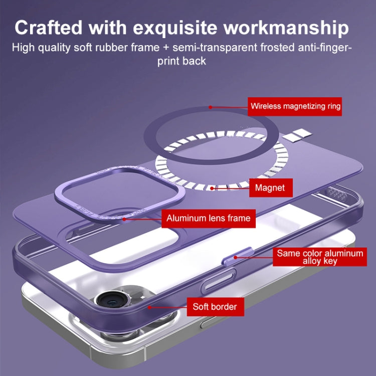 For iPhone 14 Plus MagSafe Frosted Translucent Mist Phone Case(Dark Purple) - iPhone 14 Plus Cases by buy2fix | Online Shopping UK | buy2fix