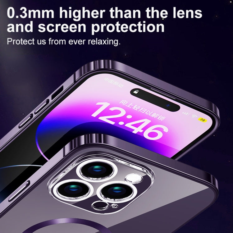 For iPhone 13 Pro Max MagSafe Magnetic Stainless Steel Frame Transparent TPU Phone Case(Dark Purple) - iPhone 13 Pro Max Cases by buy2fix | Online Shopping UK | buy2fix