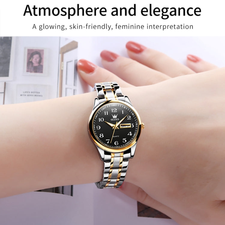 OLEVS 5567 Women Steel Strap Waterproof Quartz Watch(Black) - Metal Strap Watches by OLEVS | Online Shopping UK | buy2fix