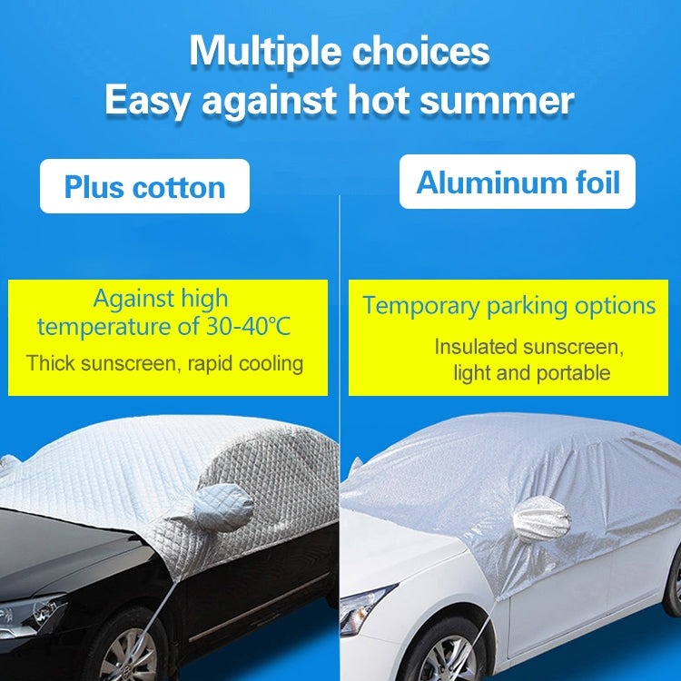 Car Half-cover Car Clothing Sunscreen Heat Insulation Sun Nisor, Plus Cotton Size: 4.3x1.7x1.5m - Aluminum Film PEVA by buy2fix | Online Shopping UK | buy2fix