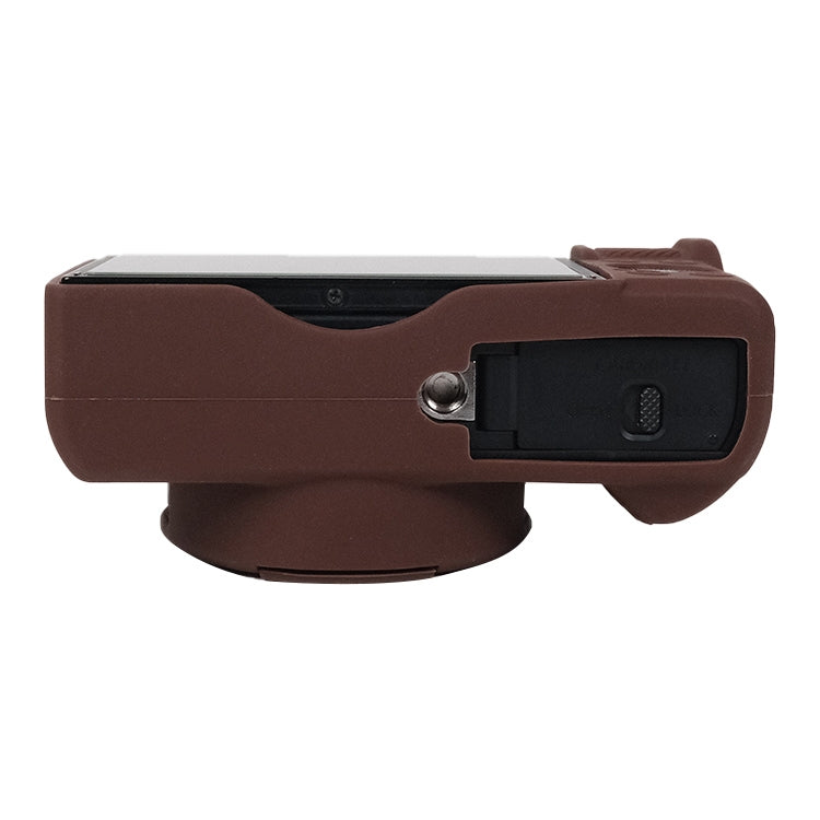 For Canon PowerShot G7 X Mark III / G7X3 Soft Silicone Protective Case with Lens Cover(Coffee) - Protective Case by buy2fix | Online Shopping UK | buy2fix