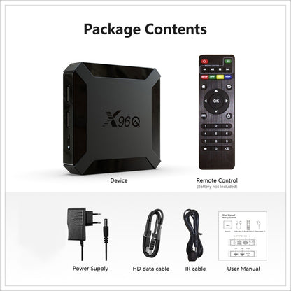 X96Q HD 4K Smart TV Box without Wall Mount, Android 10.0, Allwinner H313 Quad Core ARM Cortex A53 , Support TF Card, HDMI, RJ45, AV, USBx2, Specification:2GB+16GB - Consumer Electronics by buy2fix | Online Shopping UK | buy2fix