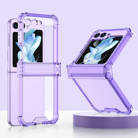 For Samsung Galaxy Z Flip5 GKK Electroplated Airbag Hinge Shockproof Phone Case with Ring Holder(Transparent Purple) - Galaxy Z Flip5 Cases by GKK | Online Shopping UK | buy2fix