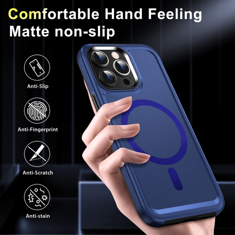 For iPhone 15 Plus Shield Armor MagSafe TPU Hybrid PC Phone Case(Blue) - iPhone 15 Plus Cases by buy2fix | Online Shopping UK | buy2fix