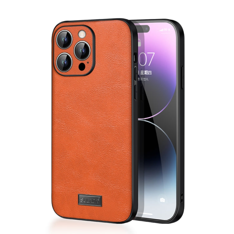 For iPhone 15 Pro Max SULADA Shockproof TPU + Handmade Leather Phone Case(Orange) - iPhone 15 Pro Max Cases by SULADA | Online Shopping UK | buy2fix