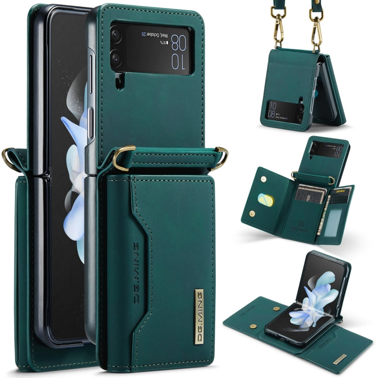 For Samsung Galaxy Z Flip4 5G DG.MING M2 Series Card Bag Magnetic Leather Phone Case(Green) - Galaxy Z Flip4 5G Cases by DG.MING | Online Shopping UK | buy2fix