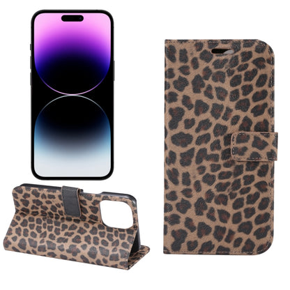 For iPhone 15 Pro Max Leopard Pattern Horizontal Flip Leather Phone Case(Brown) - iPhone 15 Pro Max Cases by buy2fix | Online Shopping UK | buy2fix