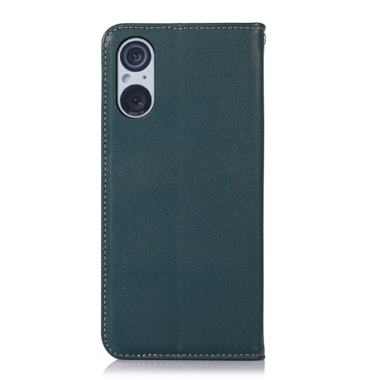 For Sony Xperia 5 V KHAZNEH Nappa Top Layer Cowhide Leather Phone Case(Green) - Sony Cases by buy2fix | Online Shopping UK | buy2fix
