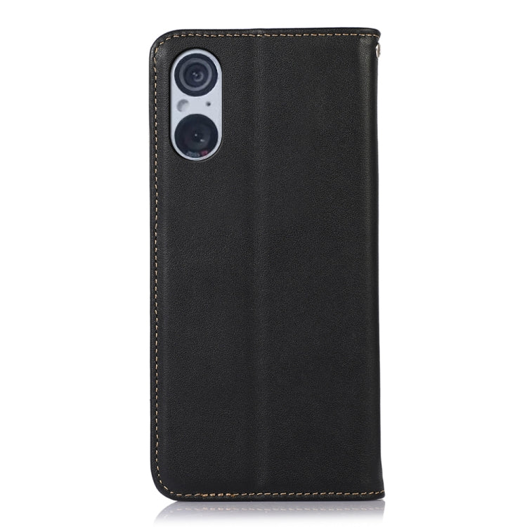 For Sony Xperia 5 V KHAZNEH Nappa Top Layer Cowhide Leather Phone Case(Black) - Sony Cases by buy2fix | Online Shopping UK | buy2fix