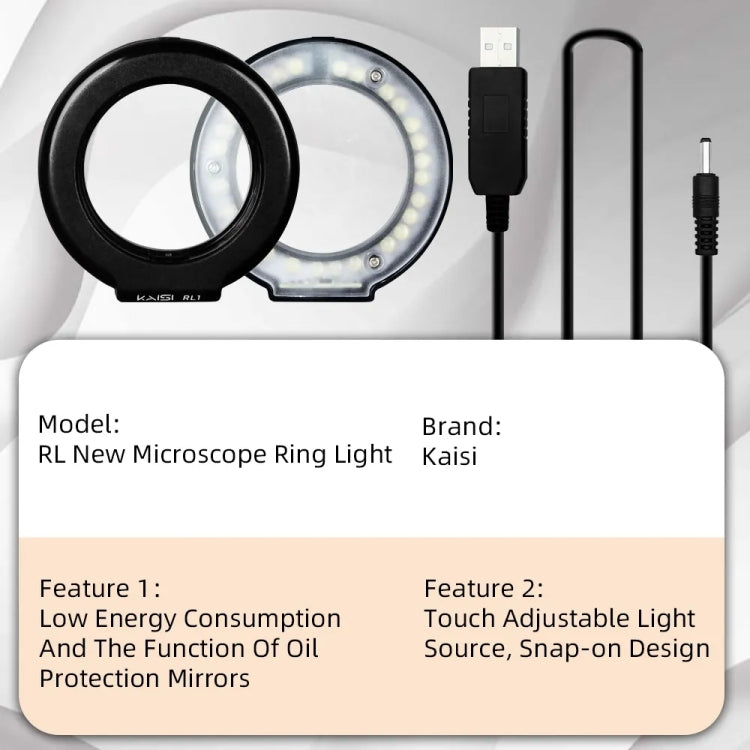 Kaisi RL1 28 Lamp Beads USB Interface Adjustable Brightness Microscope LED Ring Light - Microscope Magnifier Series by Kaisi | Online Shopping UK | buy2fix