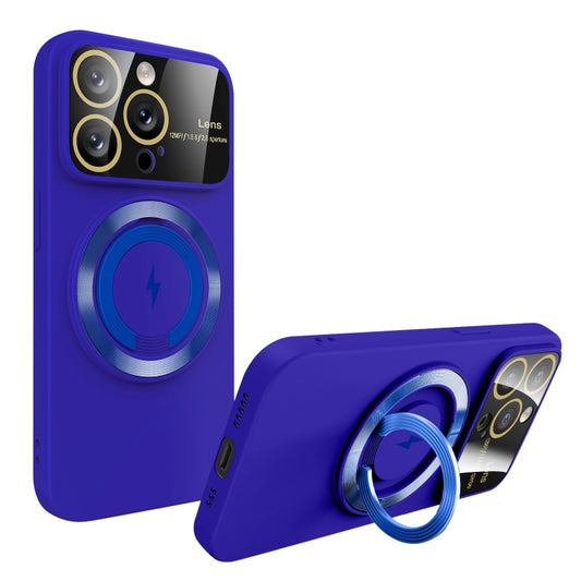 For iPhone 15 Pro Max Large Window MagSafe Magnetic Holder Phone Case(Klein Blue) - iPhone 15 Pro Max Cases by buy2fix | Online Shopping UK | buy2fix