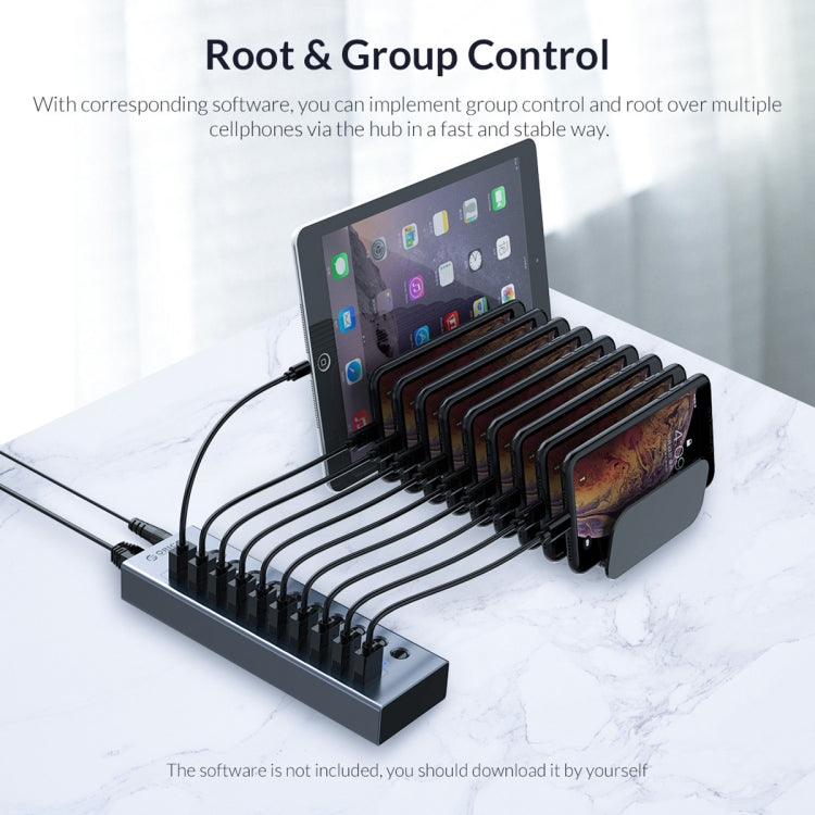 ORICO BT2U3-10AB-GY-BP 10 Ports USB 3.0 HUB with Individual Switches(US Plug) - USB 3.0 HUB by ORICO | Online Shopping UK | buy2fix