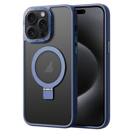 For iPhone 15 Pro Max Skin Feel MagSafe Magnetic Holder Phone Case(Dark Blue) - iPhone 15 Pro Max Cases by buy2fix | Online Shopping UK | buy2fix