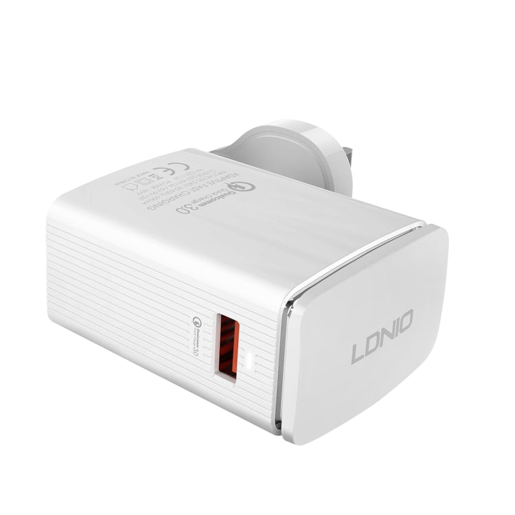 LDNIO A1301Q 2 in 1 18W QC3.0 USB Interface Travel Charger Mobile Phone Charger with 8 Pin Data Cable, EU Plug - Mobile Accessories by LDNIO | Online Shopping UK | buy2fix