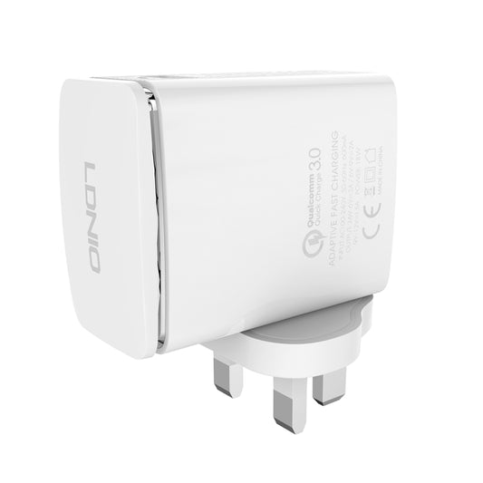 LDNIO A1301Q 2 in 1 18W QC3.0 USB Interface Travel Charger Mobile Phone Charger with 8 Pin Data Cable, UK Plug - Mobile Accessories by LDNIO | Online Shopping UK | buy2fix