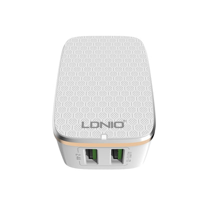 LDNIO A2204 2 in 1 12W Dual USB Interface Travel Charger Mobile Phone Charger with Micro USB Data Cable, UK Plug - USB Charger by LDNIO | Online Shopping UK | buy2fix