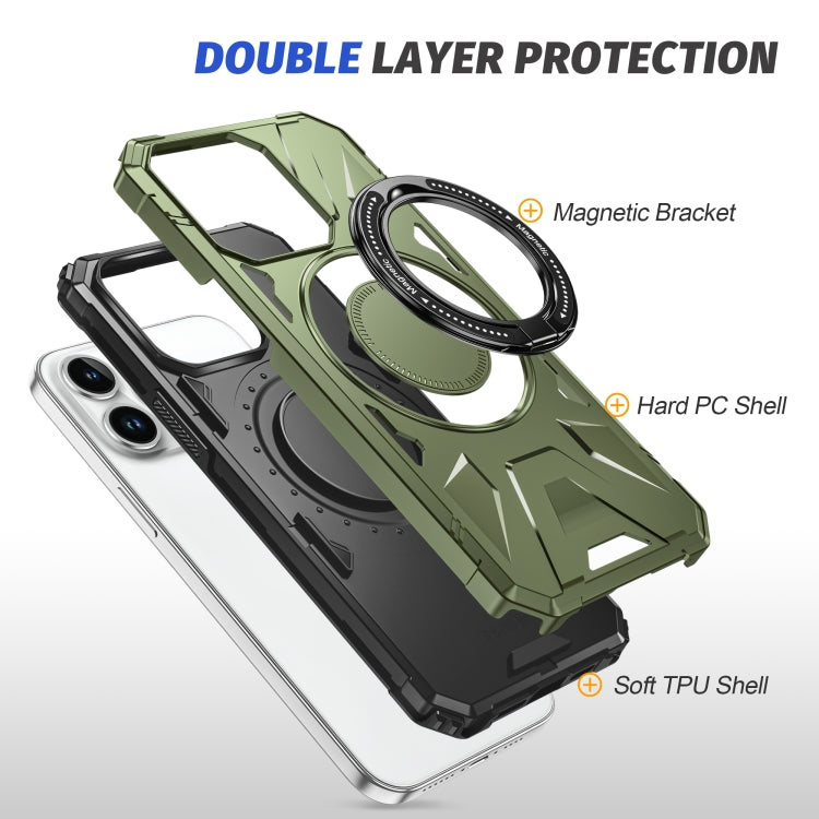 For iPhone 14 Pro MagSafe Magnetic Shockproof Phone Case with Ring Holder(Dark Green) - iPhone 14 Pro Cases by buy2fix | Online Shopping UK | buy2fix