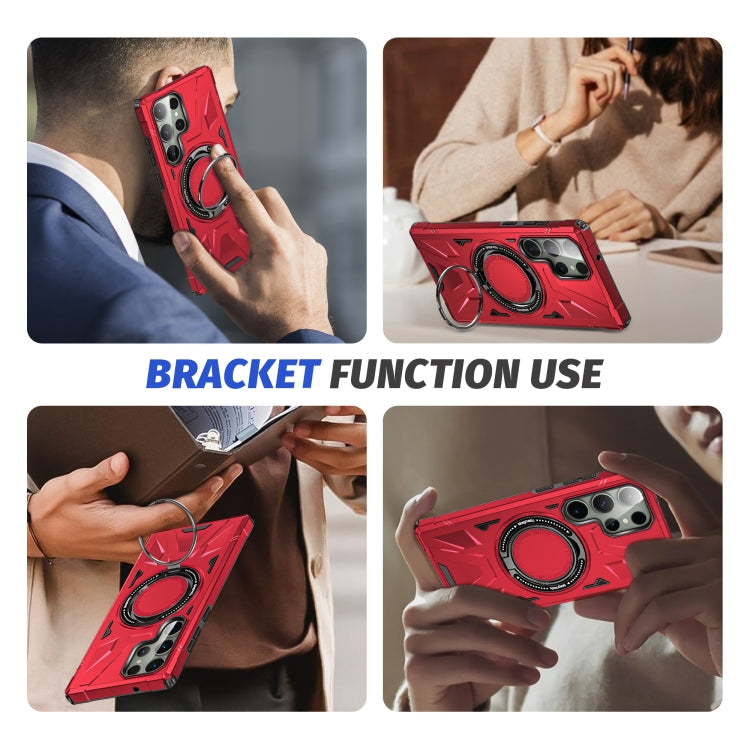 For Samsung Galaxy S23 5G MagSafe Magnetic Shockproof Phone Case with Ring Holder(Red) - Galaxy S23 5G Cases by buy2fix | Online Shopping UK | buy2fix