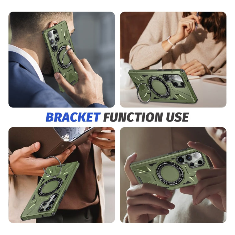 For Samsung Galaxy S24+ 5G MagSafe Magnetic Shockproof Phone Case with Ring Holder(Dark Green) - Galaxy S24+ 5G Cases by buy2fix | Online Shopping UK | buy2fix