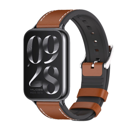 For Xiaomi Smart Band 9 Pro / 8 Pro Mijobs TPU Leather Watch Band(Brown Black) - Watch Bands by MIJOBS | Online Shopping UK | buy2fix