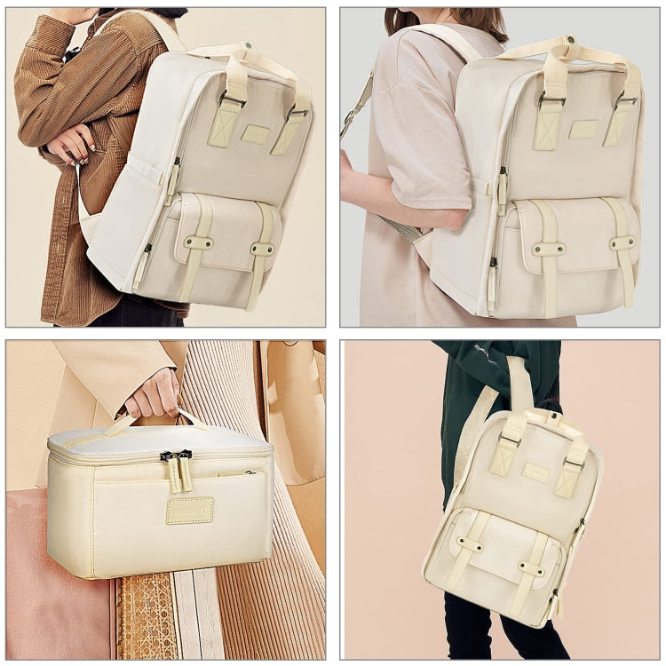 Cwatcun D78 Camera Laptop Backpack Bag With Detachable Insert Camera Case(Creamy White) - Backpack by Cwatcun | Online Shopping UK | buy2fix