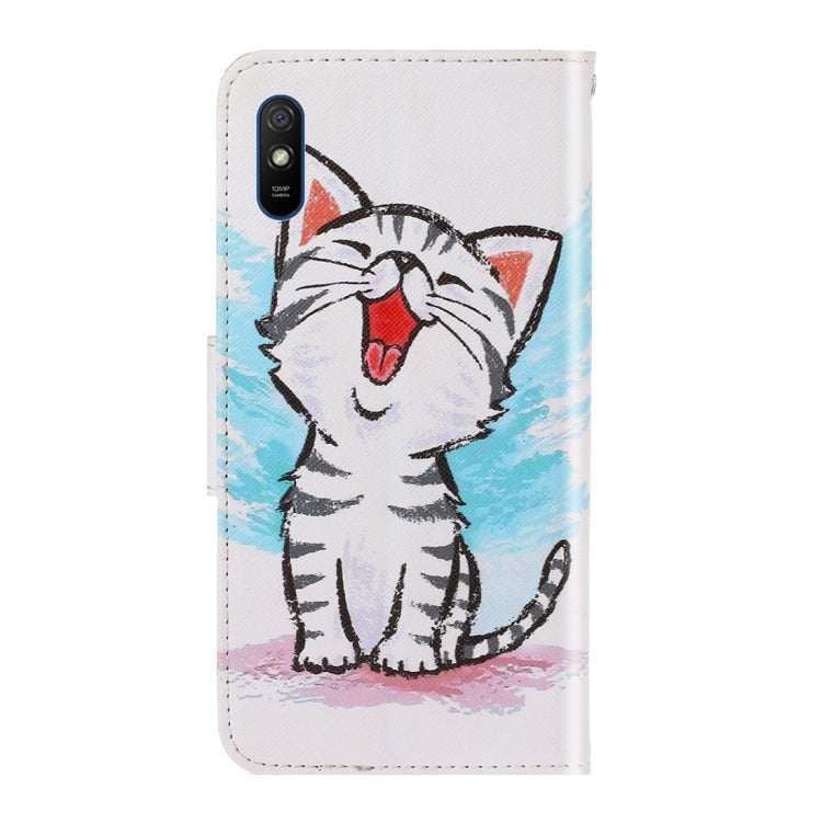 For Xiaomi Redmi 9A 3D Colored Drawing Horizontal Flip PU Leather Case with Holder & Card Slots & Wallet(Red Mouth Cat) - Xiaomi Cases by buy2fix | Online Shopping UK | buy2fix