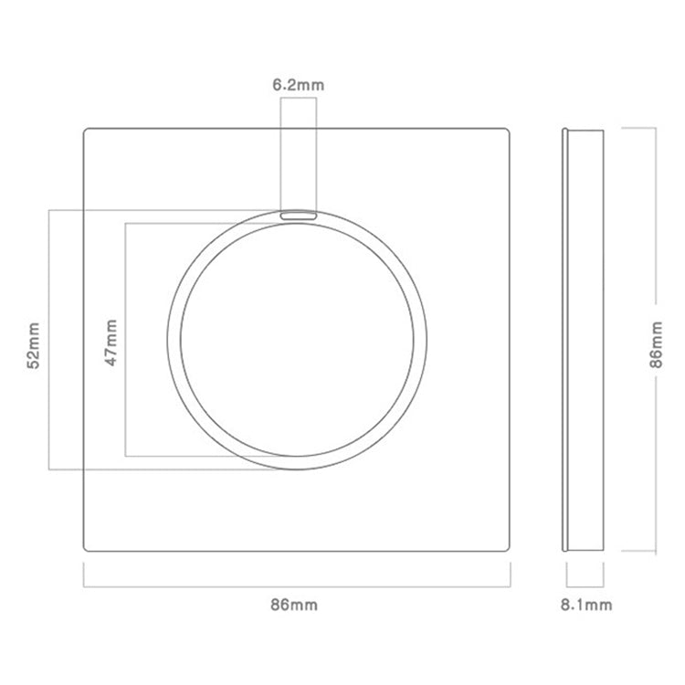 86mm Round LED Tempered Glass Switch Panel, Gray Round Glass, Style:Telephone-Computer Socket - Consumer Electronics by buy2fix | Online Shopping UK | buy2fix