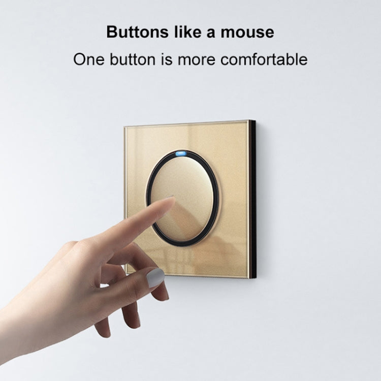 86mm Round LED Tempered Glass Switch Panel, Gold Round Glass, Style:One Open Dual Control - Consumer Electronics by buy2fix | Online Shopping UK | buy2fix