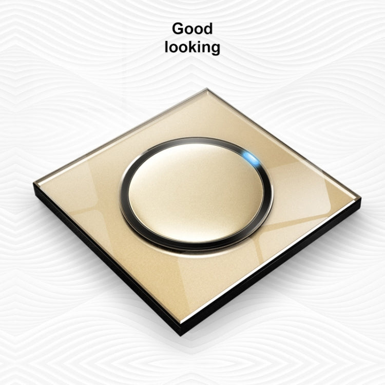 86mm Round LED Tempered Glass Switch Panel, Gold Round Glass, Style:Blank Panel - Consumer Electronics by buy2fix | Online Shopping UK | buy2fix