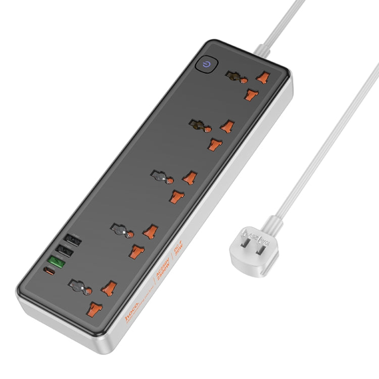 hoco AC14 Rico 5-position Socket with PD30W+3USB Ports, Cable Length: 1.5m, US Plug(Black) - Extension Socket by hoco | Online Shopping UK | buy2fix