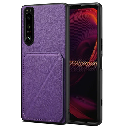 For Sony Xperia 5 III Denior Imitation Calf Leather Back Phone Case with Holder(Purple) - Sony Cases by Denior | Online Shopping UK | buy2fix