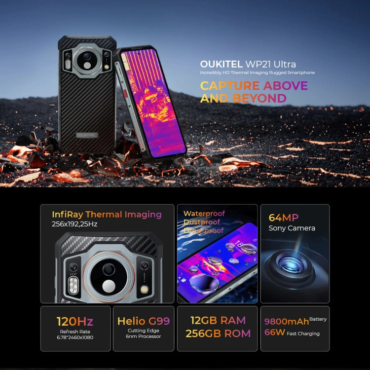 Oukitel WP21 Ultra, 12GB+256GB, 6.78 inch MTK Helio G99 Octa-core, NFC, Network: 4G, Support Thermal Imaging Sub Camera(Black) - OUKITEL by OUKITEL | Online Shopping UK | buy2fix