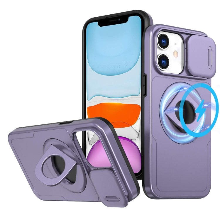 For iPhone 11 Camshield MagSafe Ring Holder Armor Phone Case(Purple) - iPhone 11 Cases by buy2fix | Online Shopping UK | buy2fix