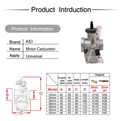 PWK34mm Universal Motorcycle Carburetor Carb Motor Carburetor - In Car by buy2fix | Online Shopping UK | buy2fix