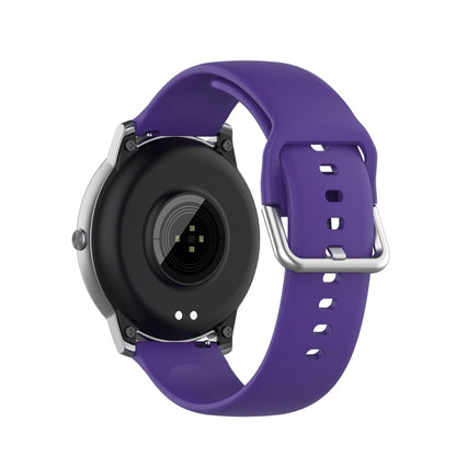 For Xiaomi Haylou Solar LS05 Silicone Solid Color Silver Buckle Watch Band, Size: 22mm(Purple) - Smart Wear by buy2fix | Online Shopping UK | buy2fix