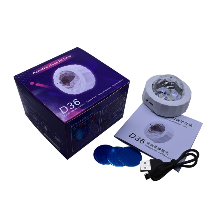 D36 3W DC 5V USB Charging Car Portable DJ Light Sound Activated Atmosphere Light Star Music Light Lamp(Black) - Atmosphere lights by buy2fix | Online Shopping UK | buy2fix