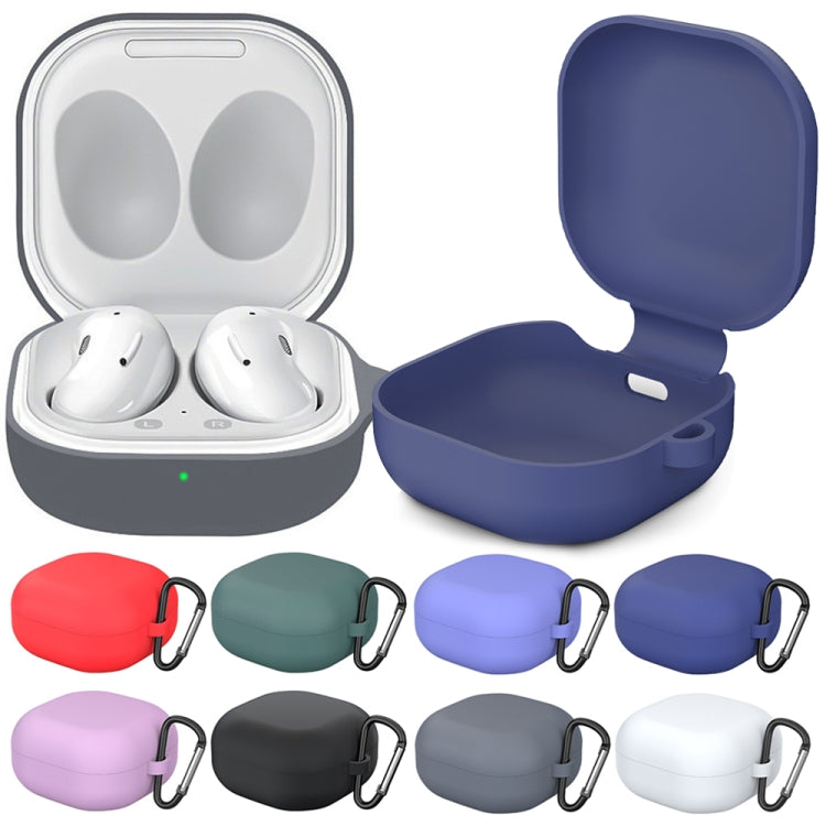 For New Samsung Galaxy Buds Live/Pro Solid Color Anti-fall Earphone Protective Case with Hook(Gray) - Samsung Earphone Case by buy2fix | Online Shopping UK | buy2fix