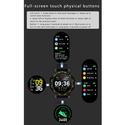 S18 1.3 inch TFT Screen IP67 Waterproof Smart Watch Bracelet, Support Sleep Monitor / Heart Rate Monitor / Blood Pressure Monitoring(Black Yellow) - Smart Wear by buy2fix | Online Shopping UK | buy2fix