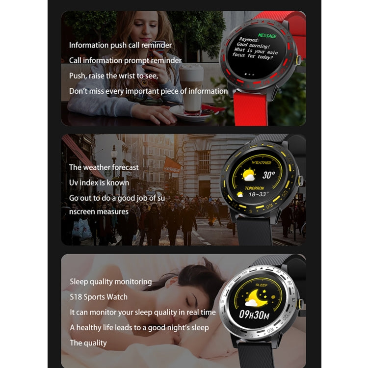 S18 1.3 inch TFT Screen IP67 Waterproof Smart Watch Bracelet, Support Sleep Monitor / Heart Rate Monitor / Blood Pressure Monitoring(Red) - Smart Wear by buy2fix | Online Shopping UK | buy2fix