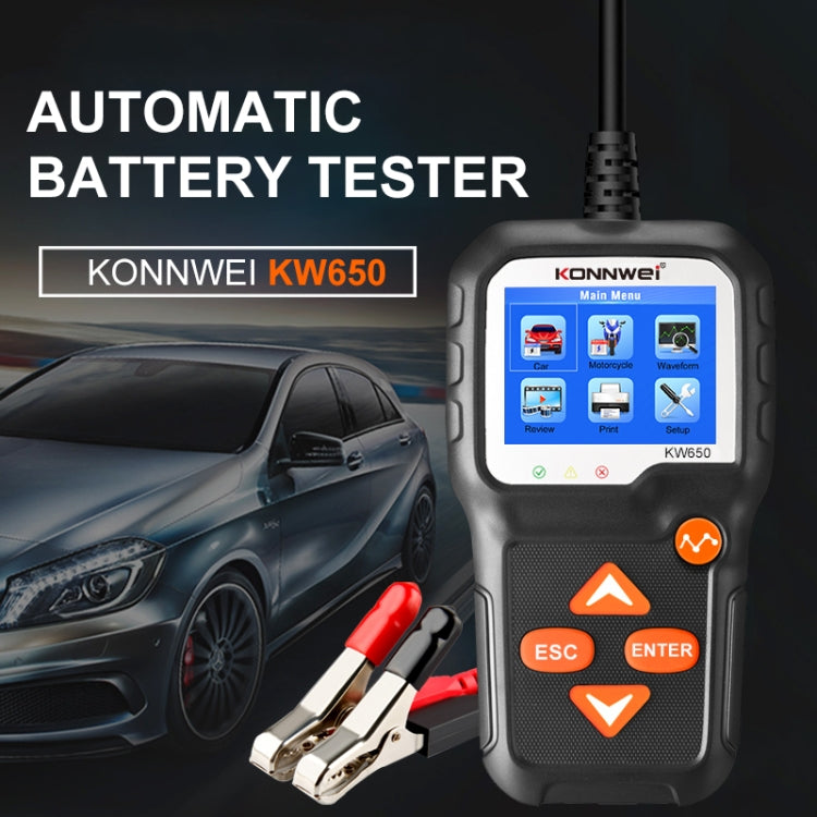 KONNWEI KW650 6V- 12V Car Motorcycle Battery Lawn Mower Detector with 2.4 inch Color Display & Waveform Graph - Code Readers & Scan Tools by KONNWEI | Online Shopping UK | buy2fix