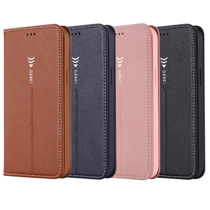 For iPhone 12 / 12 Pro GEBEI PU+TPU Horizontal Flip Protective Case with Holder & Card Slots(Rose Gold) - iPhone 12 / 12 Pro Cases by GEBEI | Online Shopping UK | buy2fix