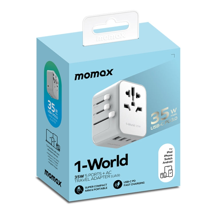 MOMAX 1-World UA9 PD 35W Fast Charger Power Adapter(White) - USB Charger by MOMAX | Online Shopping UK | buy2fix