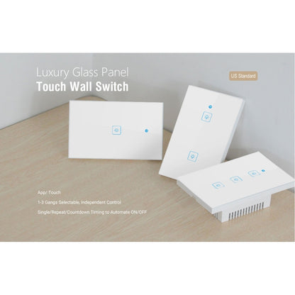 WS-US-03 EWeLink APP & Touch Control 2A 3 Gangs Tempered Glass Panel Smart Wall Switch, AC 90V-250V, US Plug - Consumer Electronics by buy2fix | Online Shopping UK | buy2fix