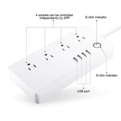 4 x USB Ports + 4 x US Plug Jack WiFi Remote Control Smart Power Socket Works with Alexa & Google Home, AC 110-240V, US Plug - Consumer Electronics by buy2fix | Online Shopping UK | buy2fix