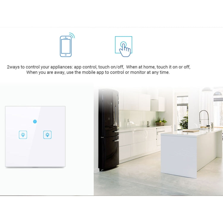 WS-EU-03 EWeLink APP & Touch Control 2A 3 Gangs Tempered Glass Panel Smart Wall Switch, AC 90V-250V, EU Plug - Consumer Electronics by buy2fix | Online Shopping UK | buy2fix